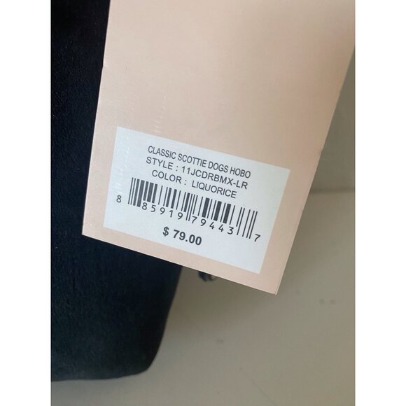 Juicy Couture Classic Scottie Dogs Hobo Bag Liquorice Black White Velvet NEW - Picture 6 of 14